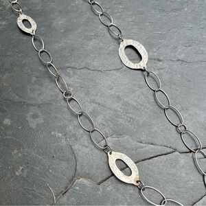 Hammered Sterling Silver Oval Long Necklace, Silpada